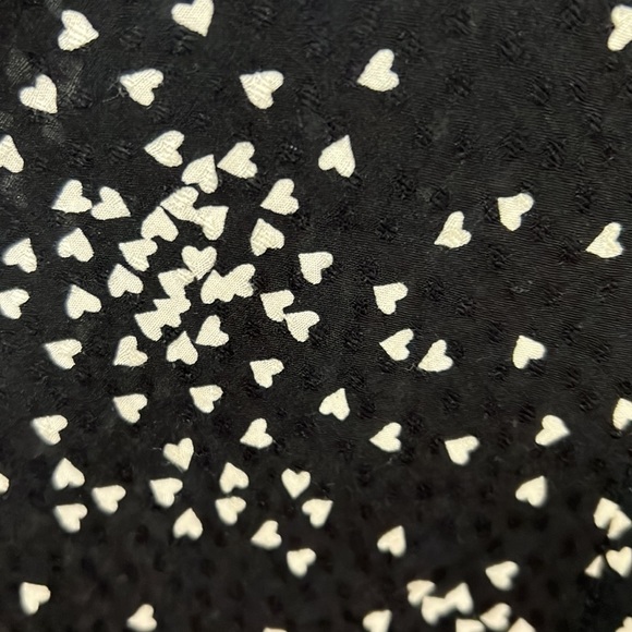NWT Anthropologie Dress. Black With White Hearts. Ruffle Sleeves - Picture 7 of 7